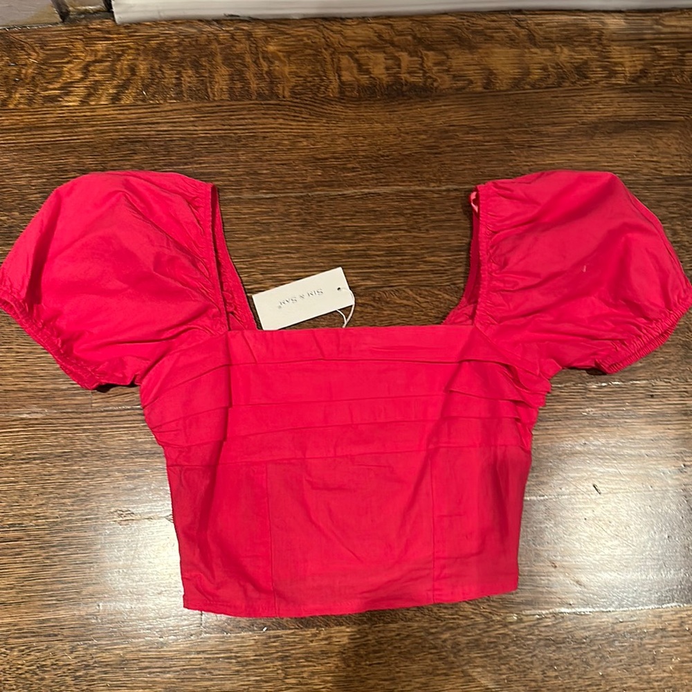 Sim & Sam PINK FLAME Blouse Top Size Small